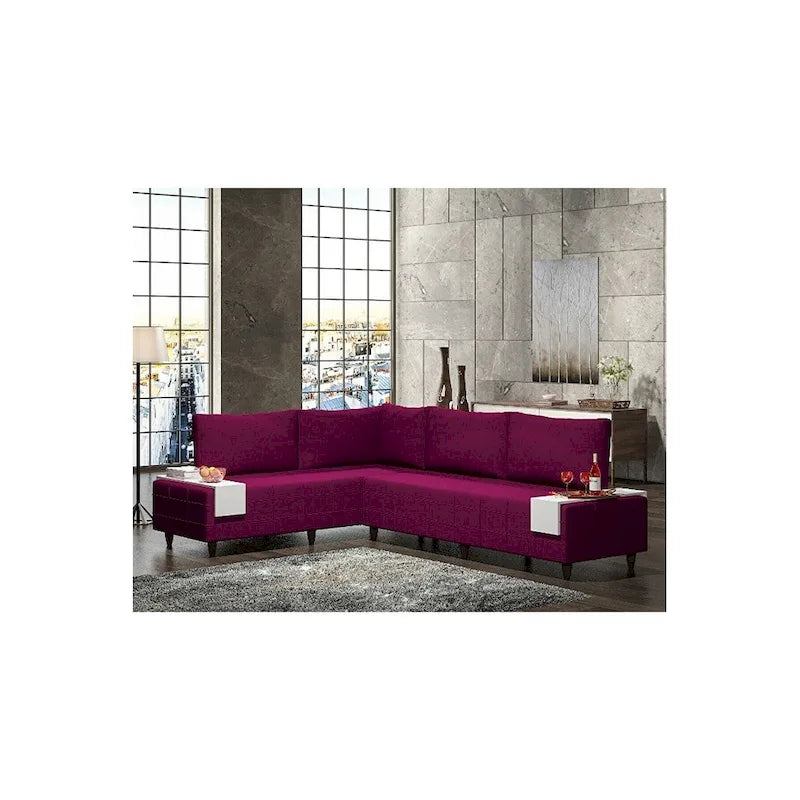L-Shaped Metal Frame Sectional Sofa with Foam Seat