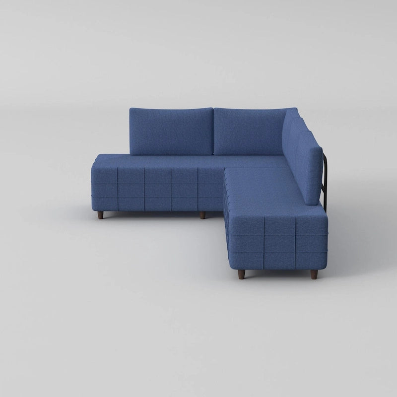 L-Shaped Metal Frame Sectional Sofa with Foam Seat