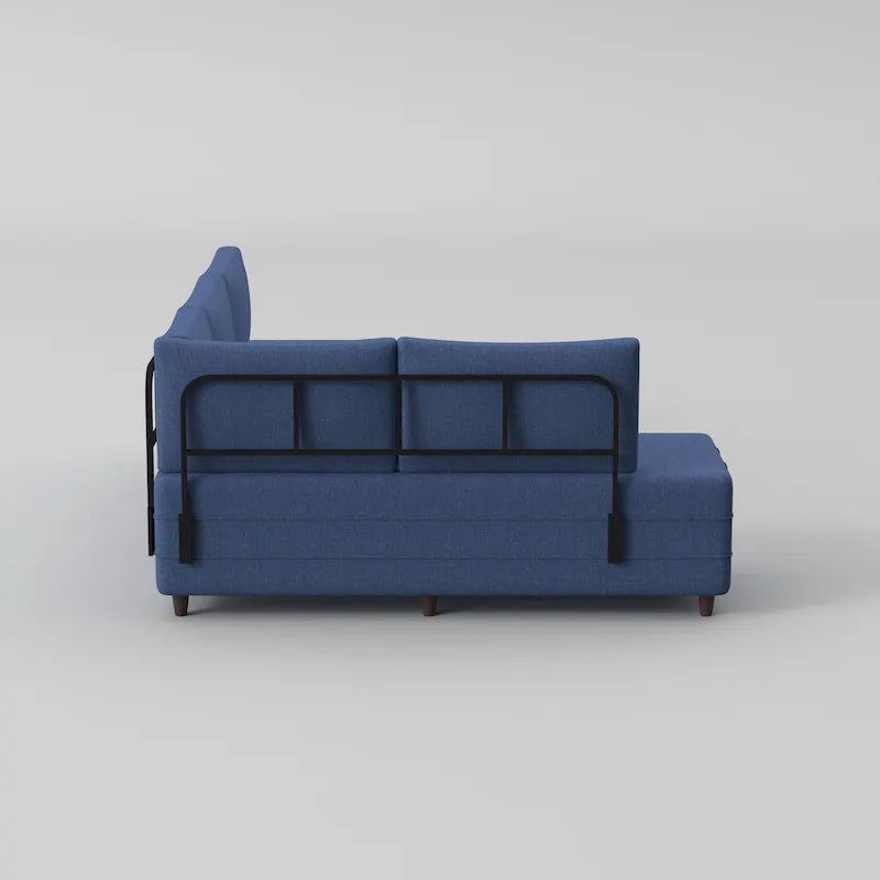 L-Shaped Metal Frame Sectional Sofa with Foam Seat