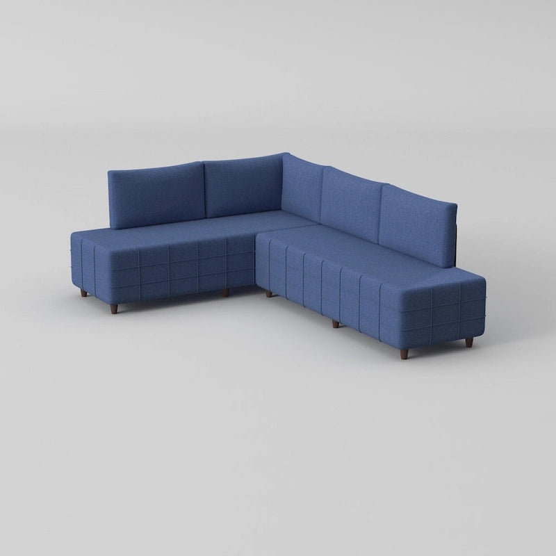 L-Shaped Metal Frame Sectional Sofa with Foam Seat