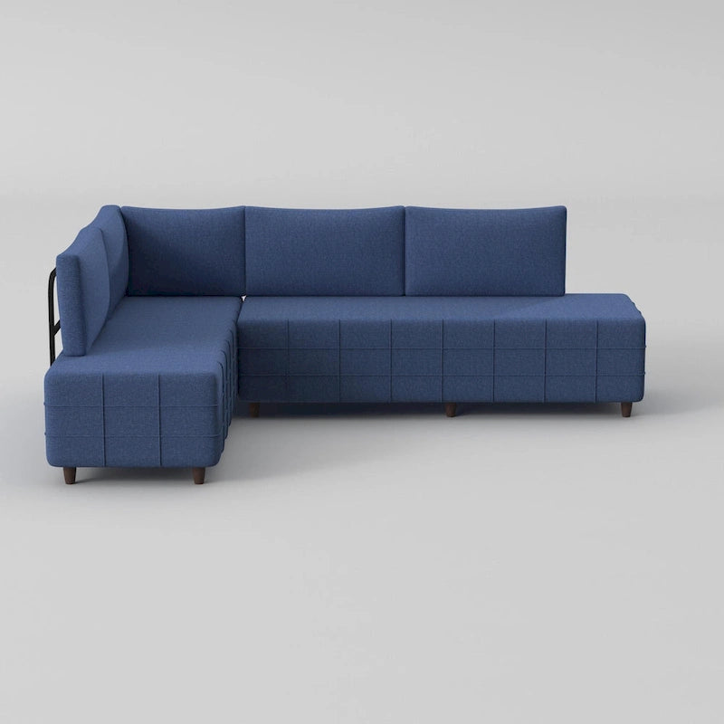 L-Shaped Metal Frame Sectional Sofa with Foam Seat