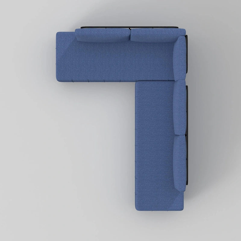 L-Shaped Metal Frame Sectional Sofa with Foam Seat
