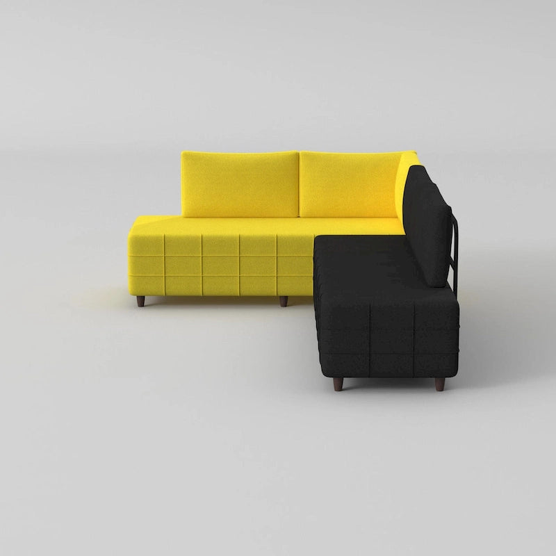 L-Shaped Metal Frame Sectional Sofa with Foam Seat