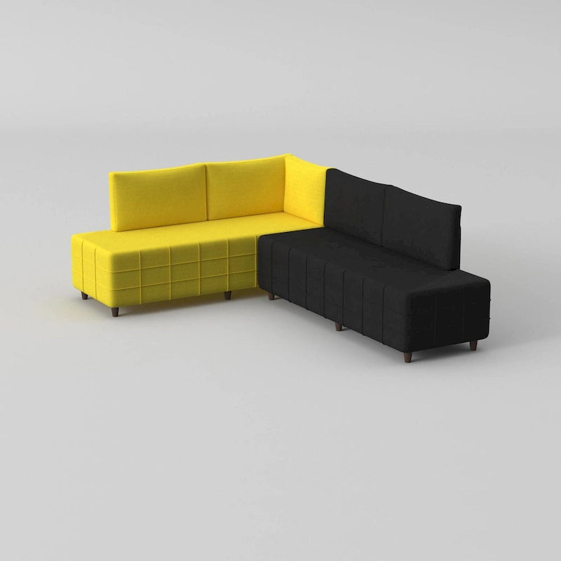 L-Shaped Metal Frame Sectional Sofa with Foam Seat