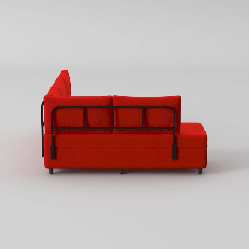 L-Shaped Metal Frame Sectional Sofa with Foam Seat