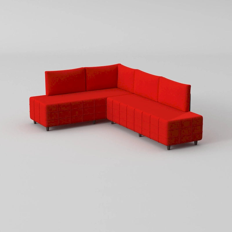 L-Shaped Metal Frame Sectional Sofa with Foam Seat