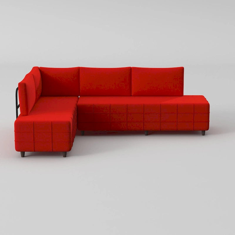 L-Shaped Metal Frame Sectional Sofa with Foam Seat
