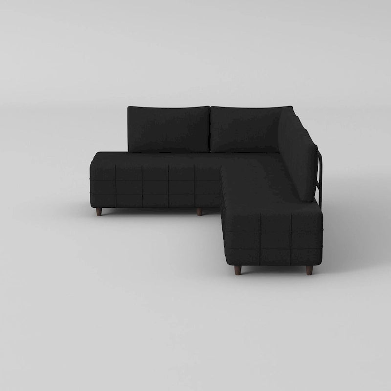 L-Shaped Metal Frame Sectional Sofa with Foam Seat