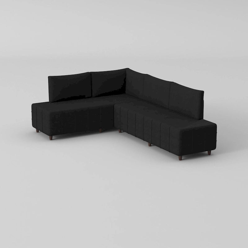 L-Shaped Metal Frame Sectional Sofa with Foam Seat