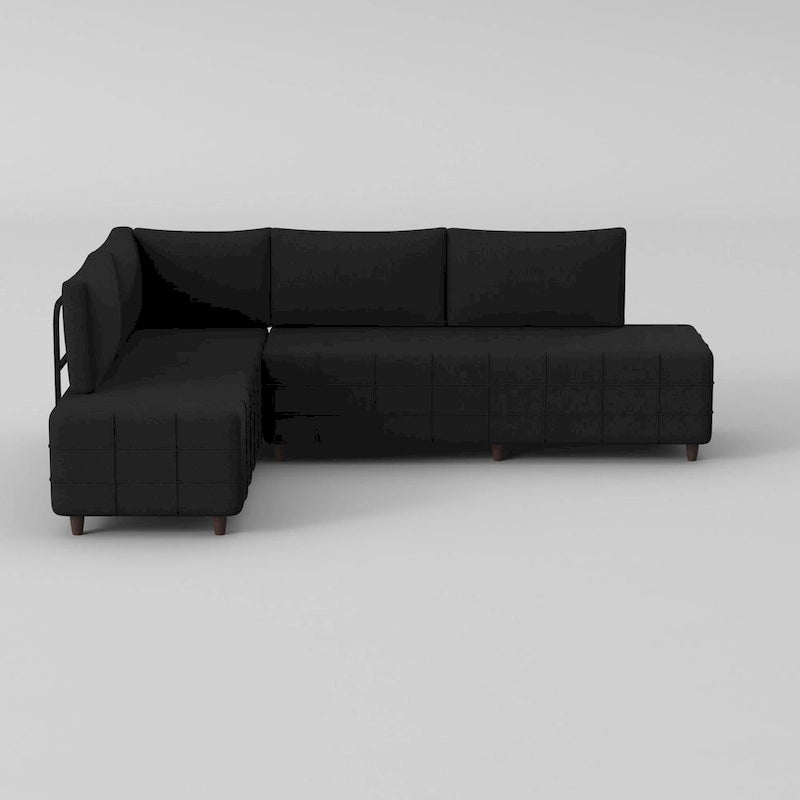 L-Shaped Metal Frame Sectional Sofa with Foam Seat