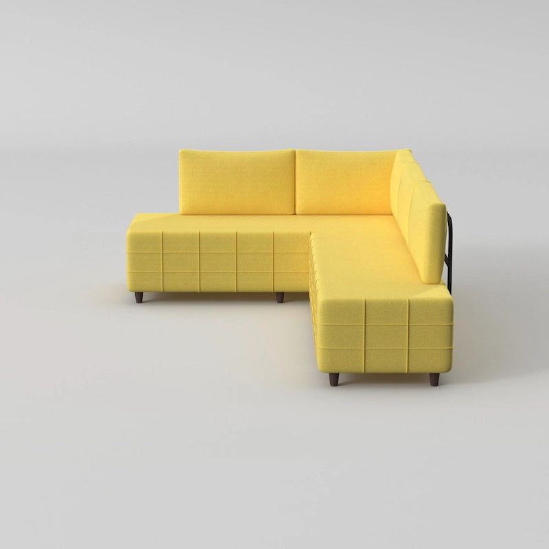 L-Shaped Metal Frame Sectional Sofa with Foam Seat
