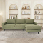 L-Shaped Sectional Sofa with Polyester Fabric and Solid Wood Frame