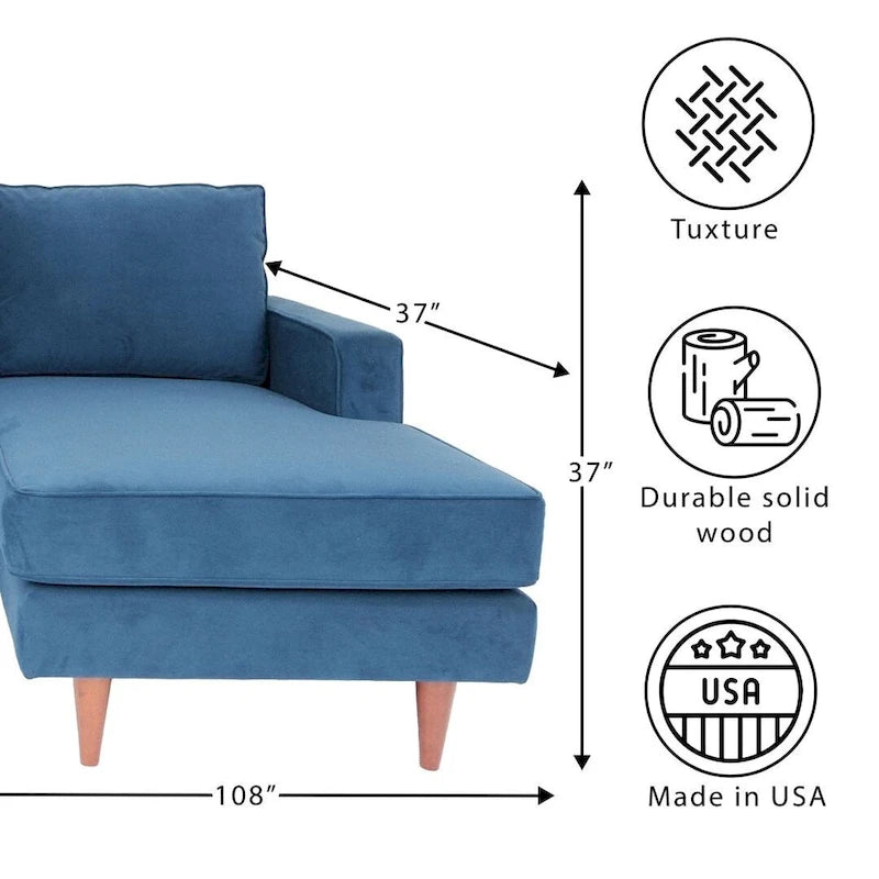 L-Shaped Sectional Sofa with Polyester Fabric and Solid Wood Frame