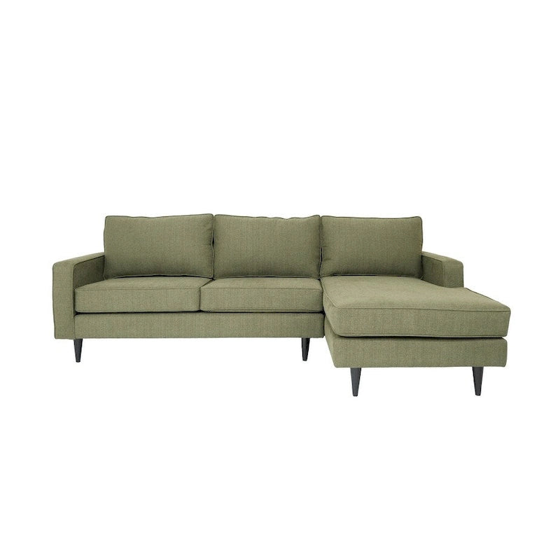 L-Shaped Sectional Sofa with Polyester Fabric and Solid Wood Frame