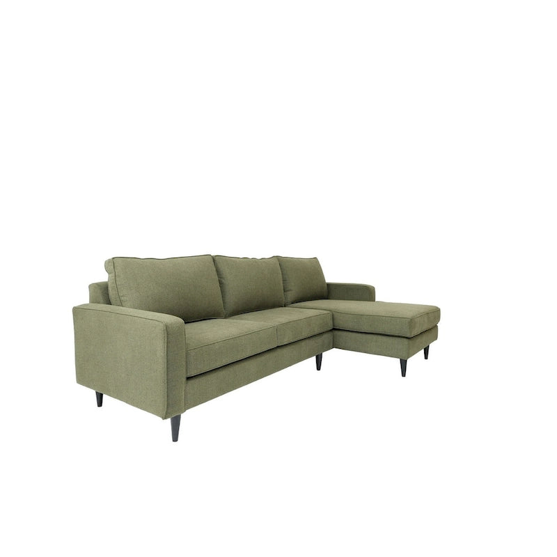L-Shaped Sectional Sofa with Polyester Fabric and Solid Wood Frame