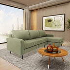 L-Shaped Sectional Sofa with Polyester Fabric and Solid Wood Frame