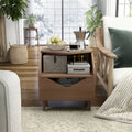 Mid-Century Modern End Table with 1 Drawer and 1 Shelf, 20-Inch