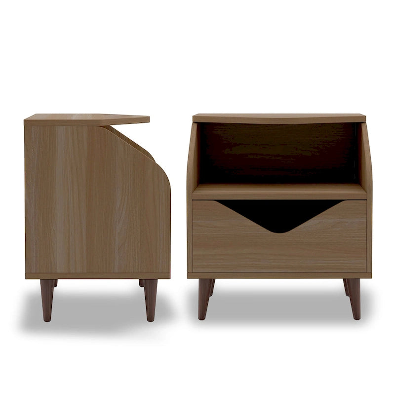 Mid-Century Modern End Table with 1 Drawer and 1 Shelf, 20-Inch