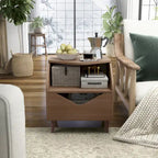 Mid-Century Modern End Table with 1 Drawer and 1 Shelf, 20-Inch