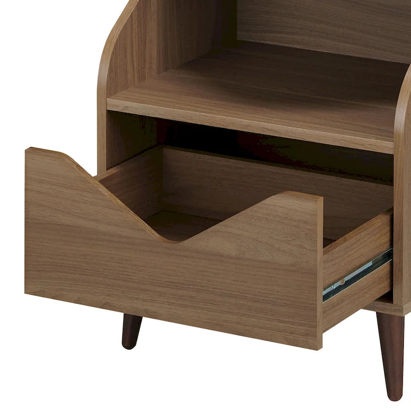 Mid-Century Modern End Table with 1 Drawer and 1 Shelf, 20-Inch