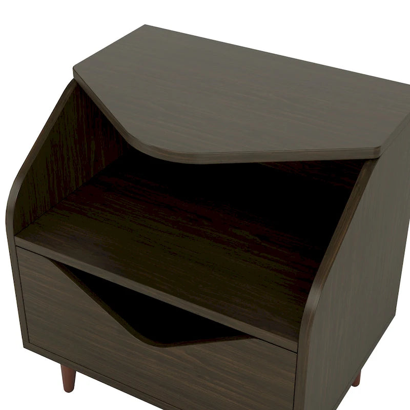 Mid-Century Modern End Table with 1 Drawer and 1 Shelf, 20-Inch