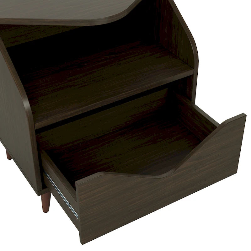 Mid-Century Modern End Table with 1 Drawer and 1 Shelf, 20-Inch