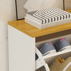 24-Pair Shoe Storage Cabinet with 3 Flip Drawers White