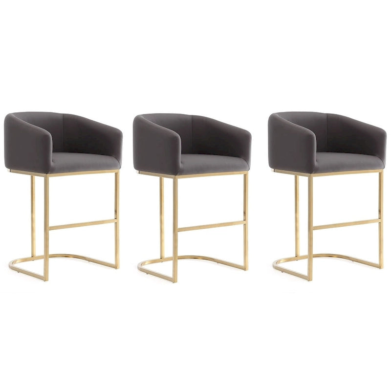  Louvre 36 in. Titanium Gold Stainless Steel Counter Height Bar Stool (Set of 3)