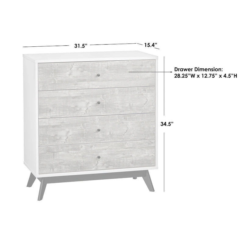 4-Drawer Chest with Faux-Concrete Drawer Fronts