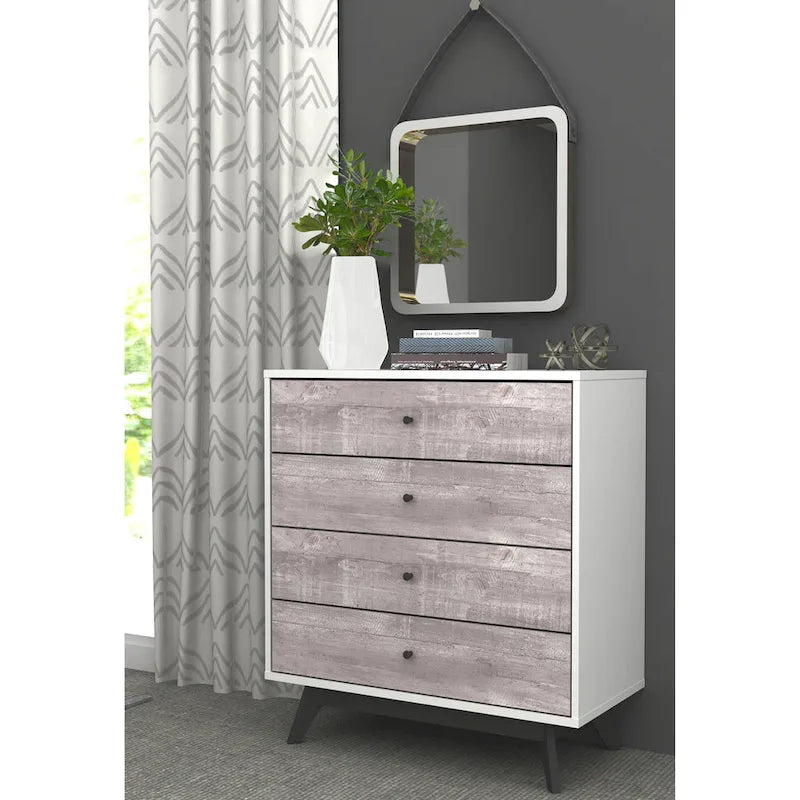 4-Drawer Chest with Faux-Concrete Drawer Fronts