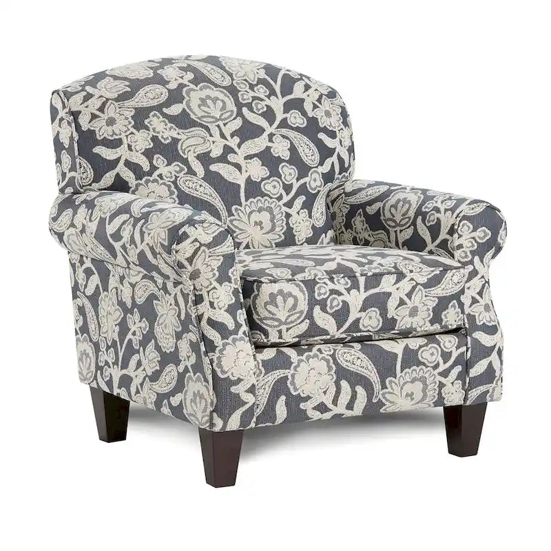 Transitional Chenille Floral Pattern Armchair