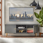 Mid-Century TV Console with Storage Cabinets