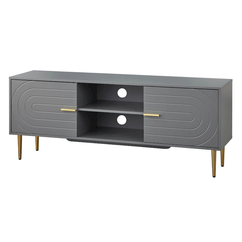 Mid-Century TV Console with Storage Cabinets