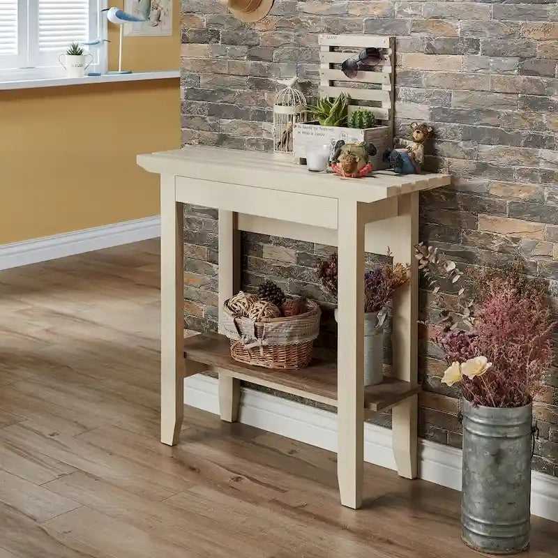 Geer Contemporary Ivory 36-inch 1-Shelf Console Table by Furniture of America