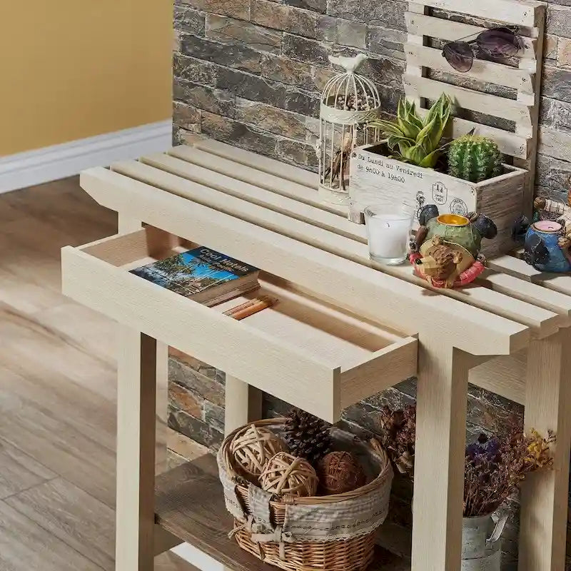 Contemporary Ivory 36-inch 1-Shelf Console Table