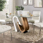 Fen Contemporary White 64-inch Glass Top Dining Table