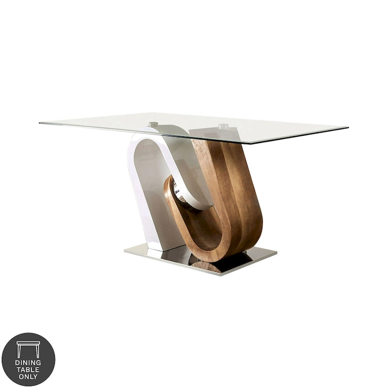Contemporary White 64-Inch Glass Top Dining Table