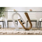 Contemporary White 64-Inch Glass Top Dining Table