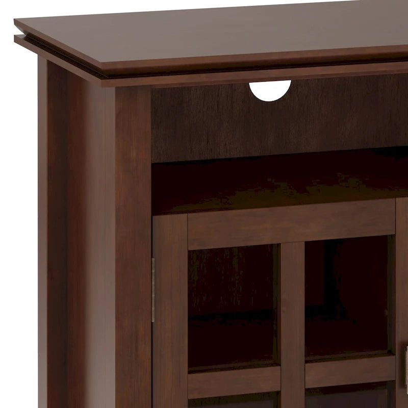 48-Inch Solid Wood TV Stand with Storage Cabinets in Russet Brown