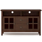 48-Inch Solid Wood TV Stand with Storage Cabinets in Russet Brown