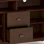 48-Inch Solid Wood TV Stand with Storage Cabinets in Russet Brown