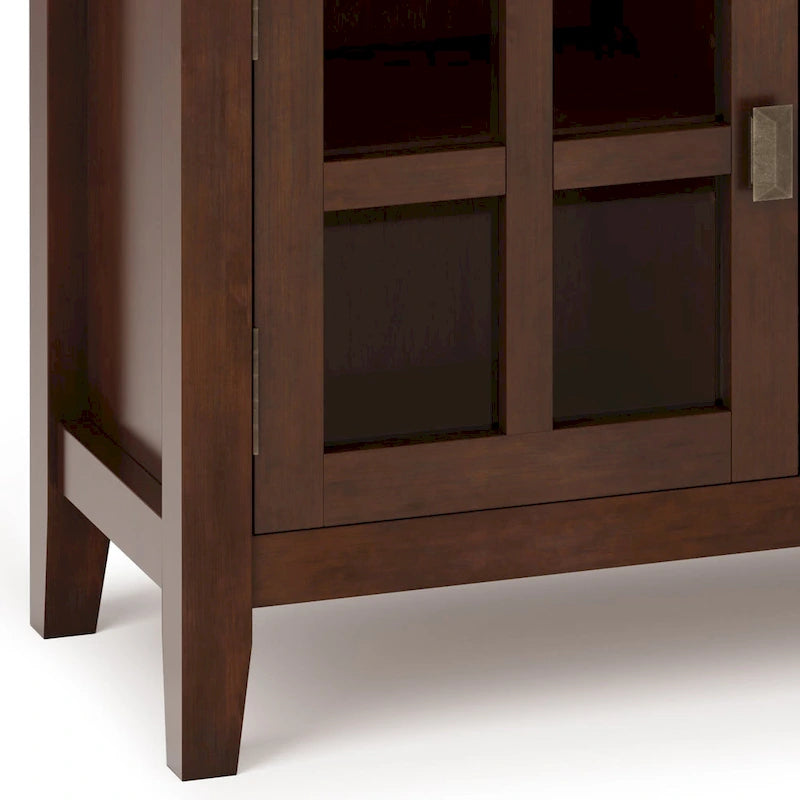 48-Inch Solid Wood TV Stand with Storage Cabinets in Russet Brown