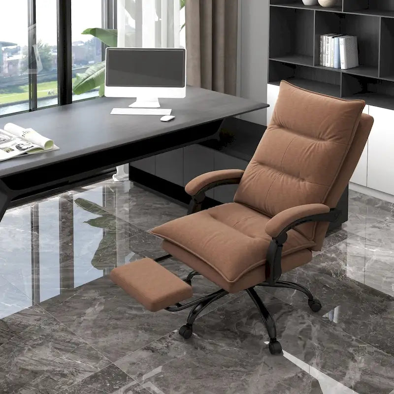 High Back Massage Office Chair with Heated Lumbar, Footrest & Reclining Function