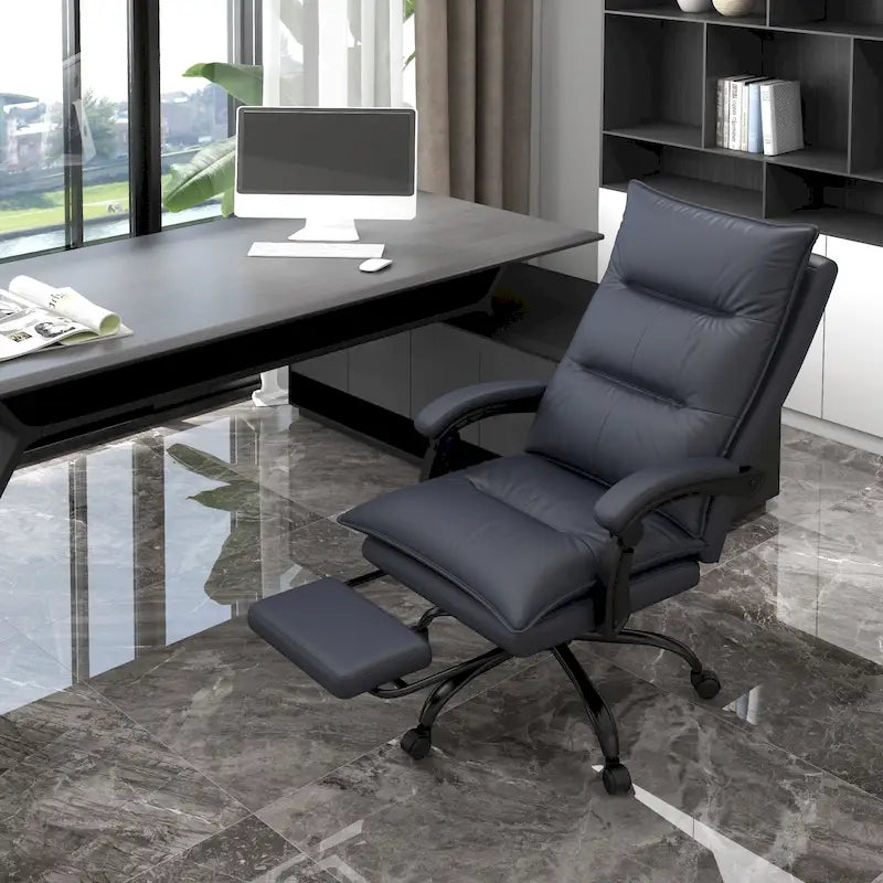 High Back Massage Office Chair with Heated Lumbar, Footrest & Reclining Function