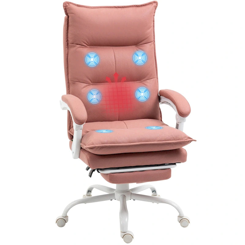 High Back Massage Office Chair with Heated Lumbar, Footrest & Reclining Function