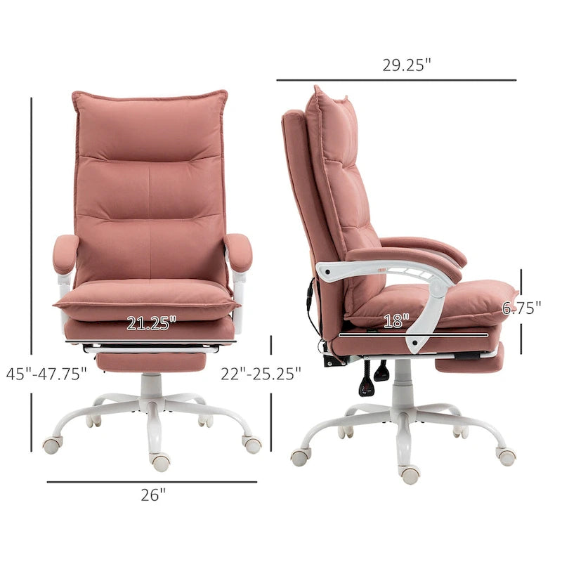 High Back Massage Office Chair with Heated Lumbar, Footrest & Reclining Function