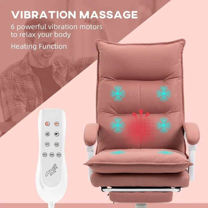 High Back Massage Office Chair with Heated Lumbar, Footrest & Reclining Function