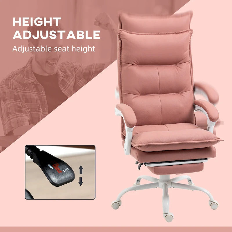 High Back Massage Office Chair with Heated Lumbar, Footrest & Reclining Function