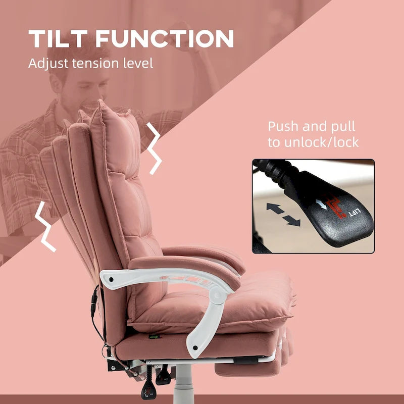 High Back Massage Office Chair with Heated Lumbar, Footrest & Reclining Function