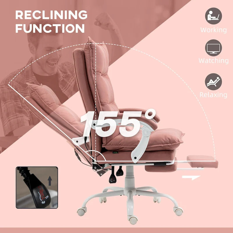 High Back Massage Office Chair with Heated Lumbar, Footrest & Reclining Function
